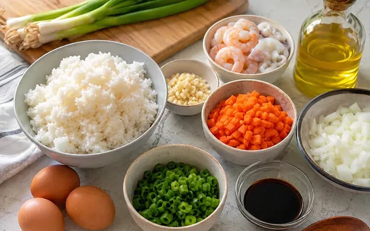 fried rice ingredients cooking order