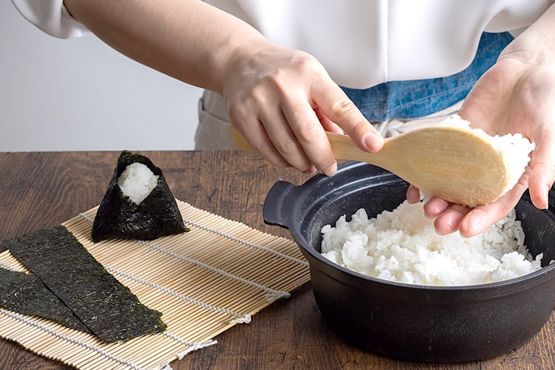 making japanese rice ball onigiri healthy eating